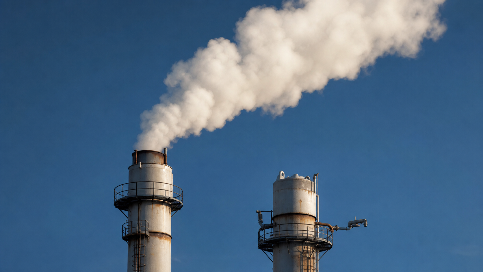 Industrial exhaust stacks releasing waste heat